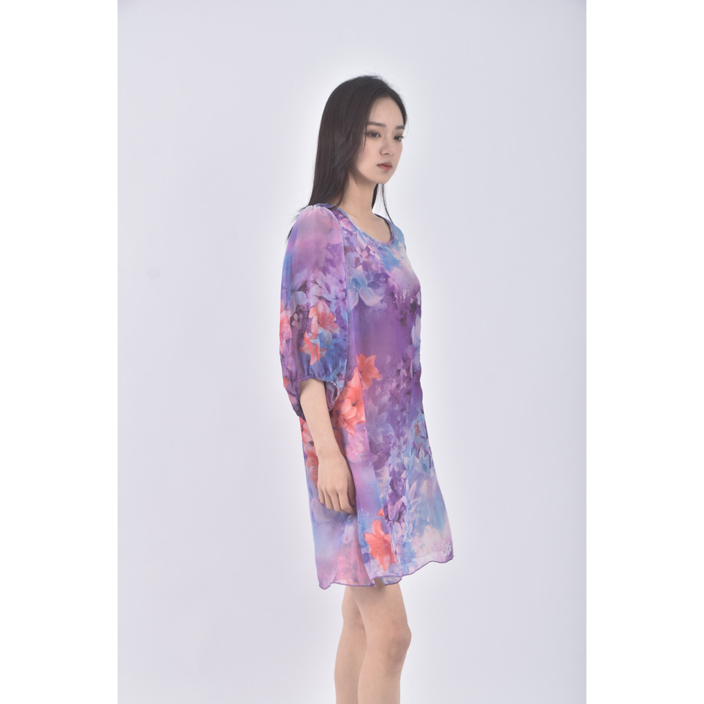 (S) delicacy紡紗圓領紫色洋裝二手衣, , large