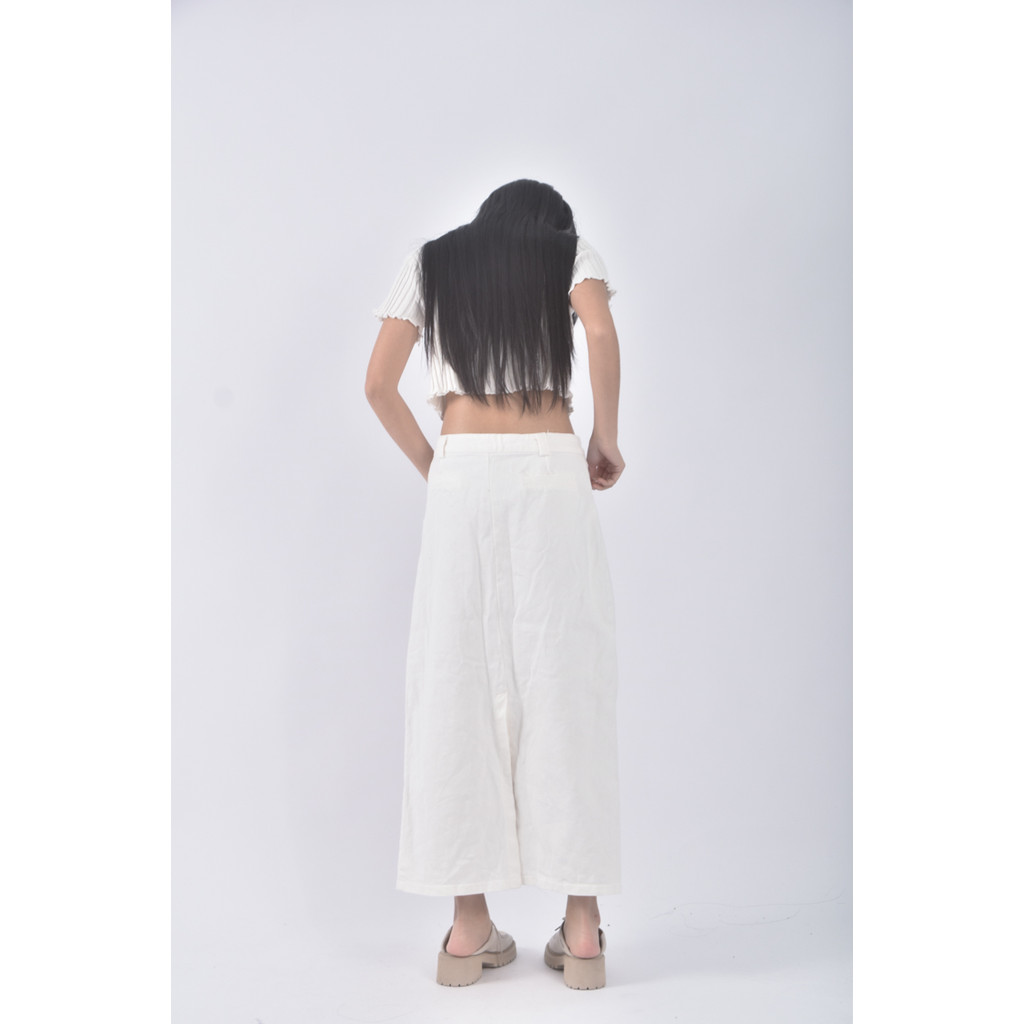 (XL) air space lady丹寧牛仔質感棉質純棉白色長裙二手衣, , large