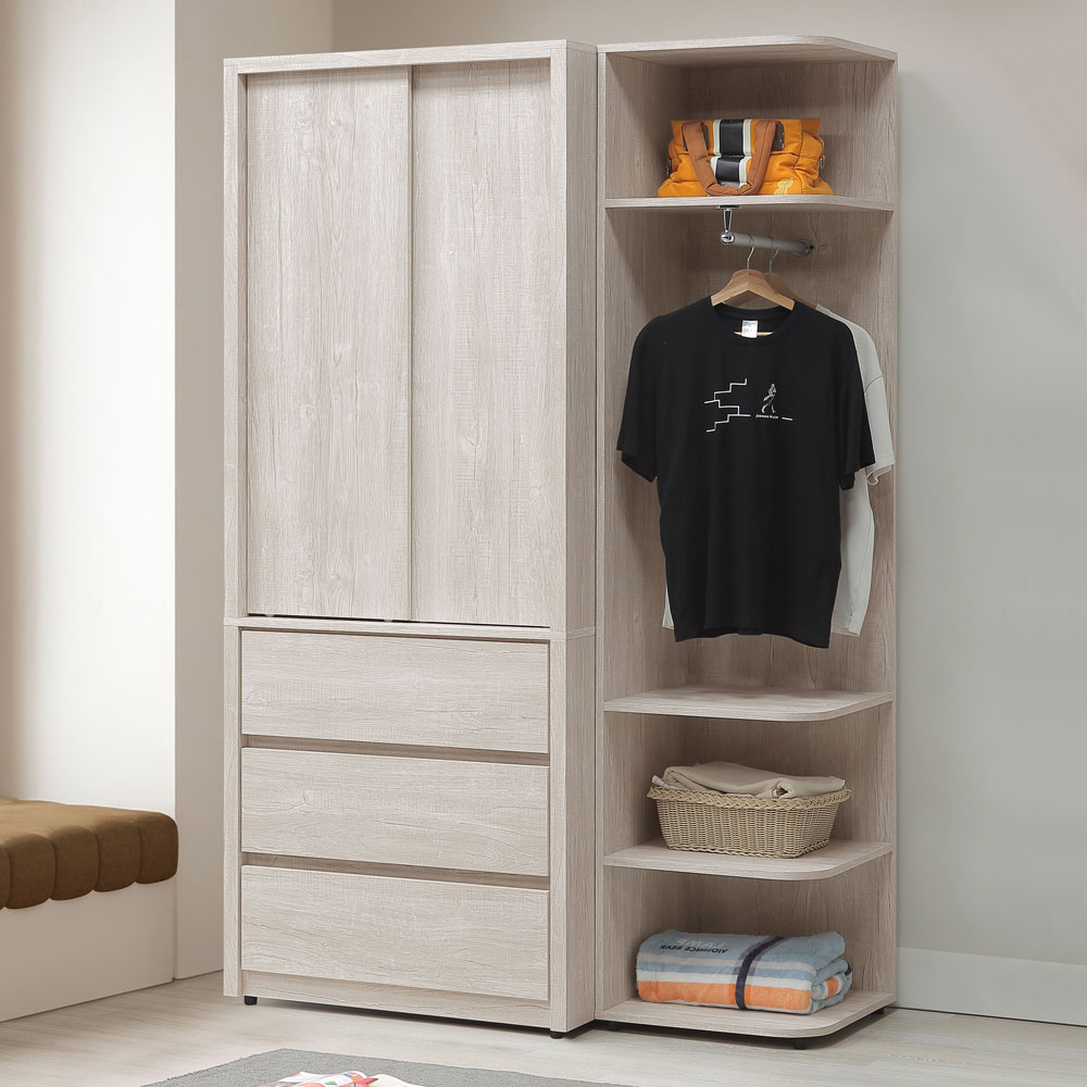 【Homelike】喜家居4.3尺推門衣櫃(2541)