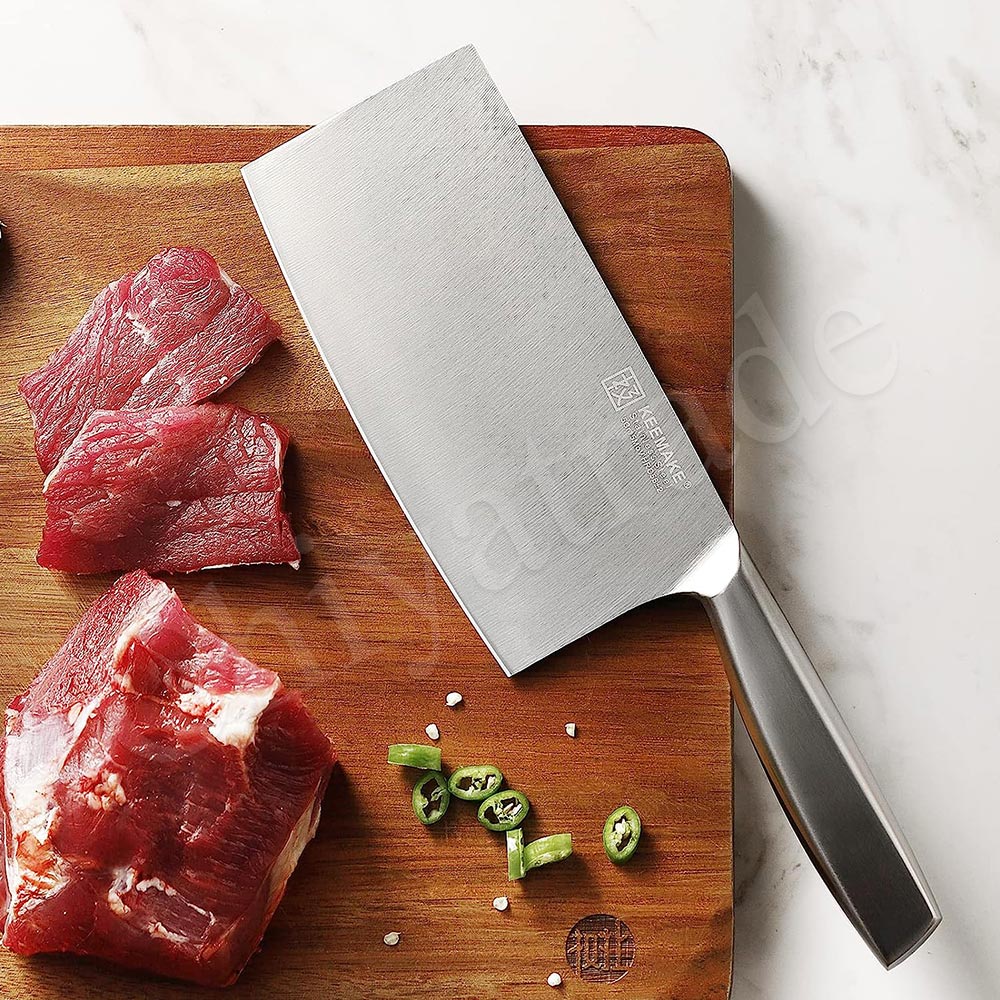 【日本極KEEMAKE】日本極 高碳鋼 輕巧極緻一體構造 不鏽鋼刀-2入組(牛刀+中華菜刀), , large
