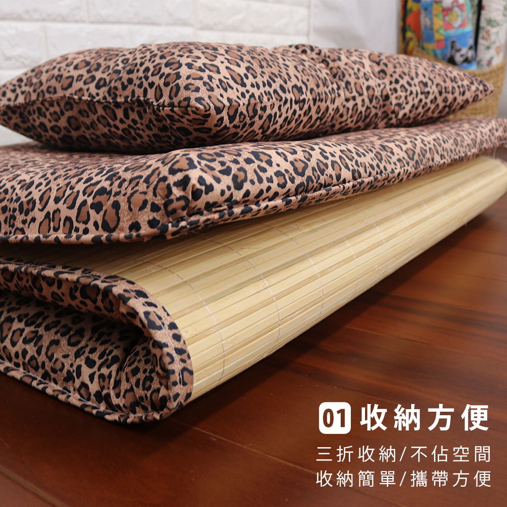 [台客嚴選] 豹紋竹面單人透氣床墊附枕 台灣製 學生床墊 單人床墊, 豹紋, large