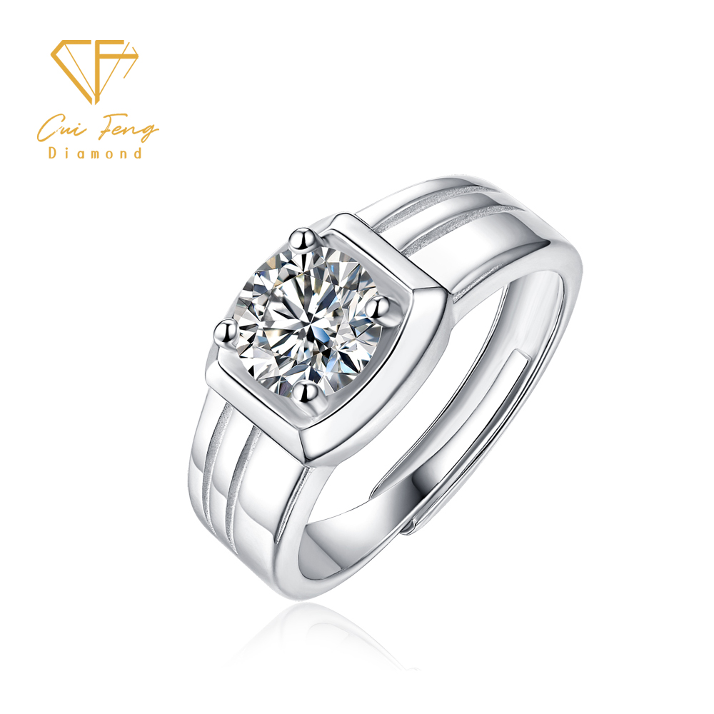 【CF鑽飾】戒指《1克拉男女對戒 經典E》莫桑鑽 純銀 鑽戒, , large