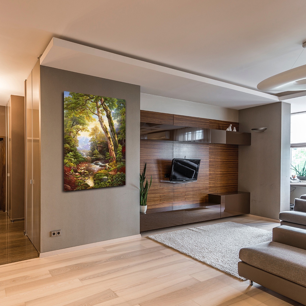 【御畫房】綠林溪流 國家一級畫師手繪油畫60&times;90cm(VF-191), , large