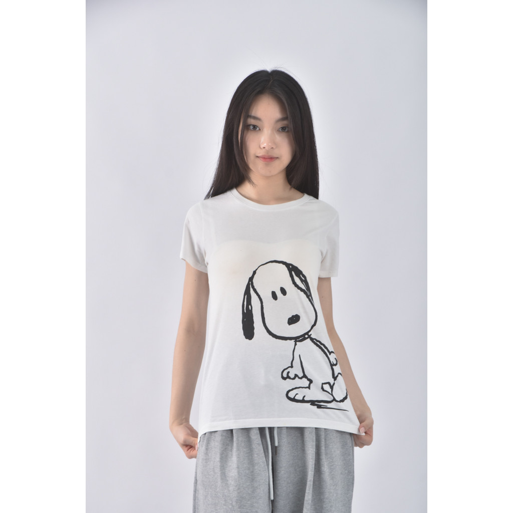 (S) peanuts卡通白色短袖上衣二手衣, , large