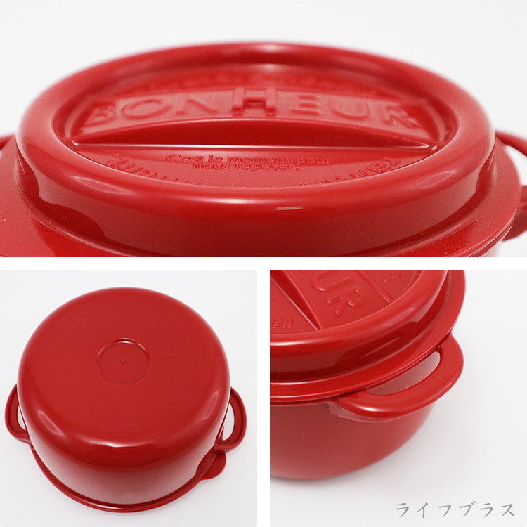 日本製鑄鐵鍋造型可微波保鮮盒-圓形-550ml-3入, , large