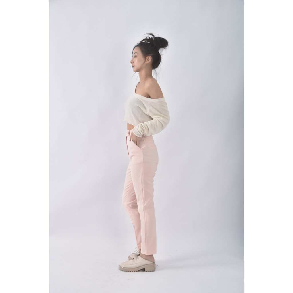 (S) style by zone高腰西裝直筒粉色長褲二手衣, , large