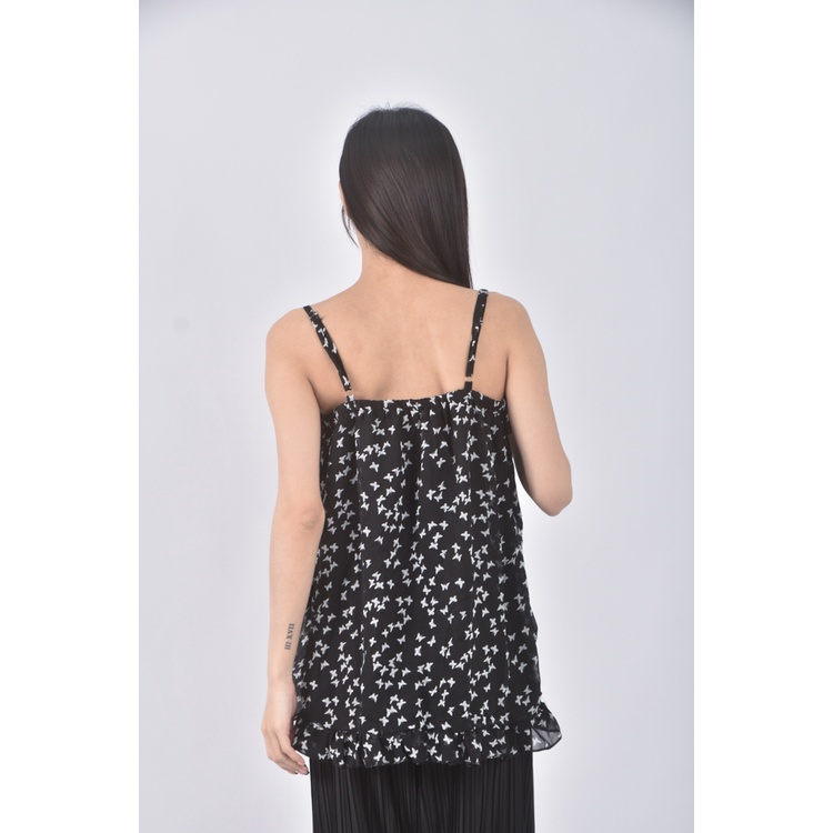 (S) bttwo fashion shop質感吊帶棉質蝴蝶黑色上衣二手衣, , large