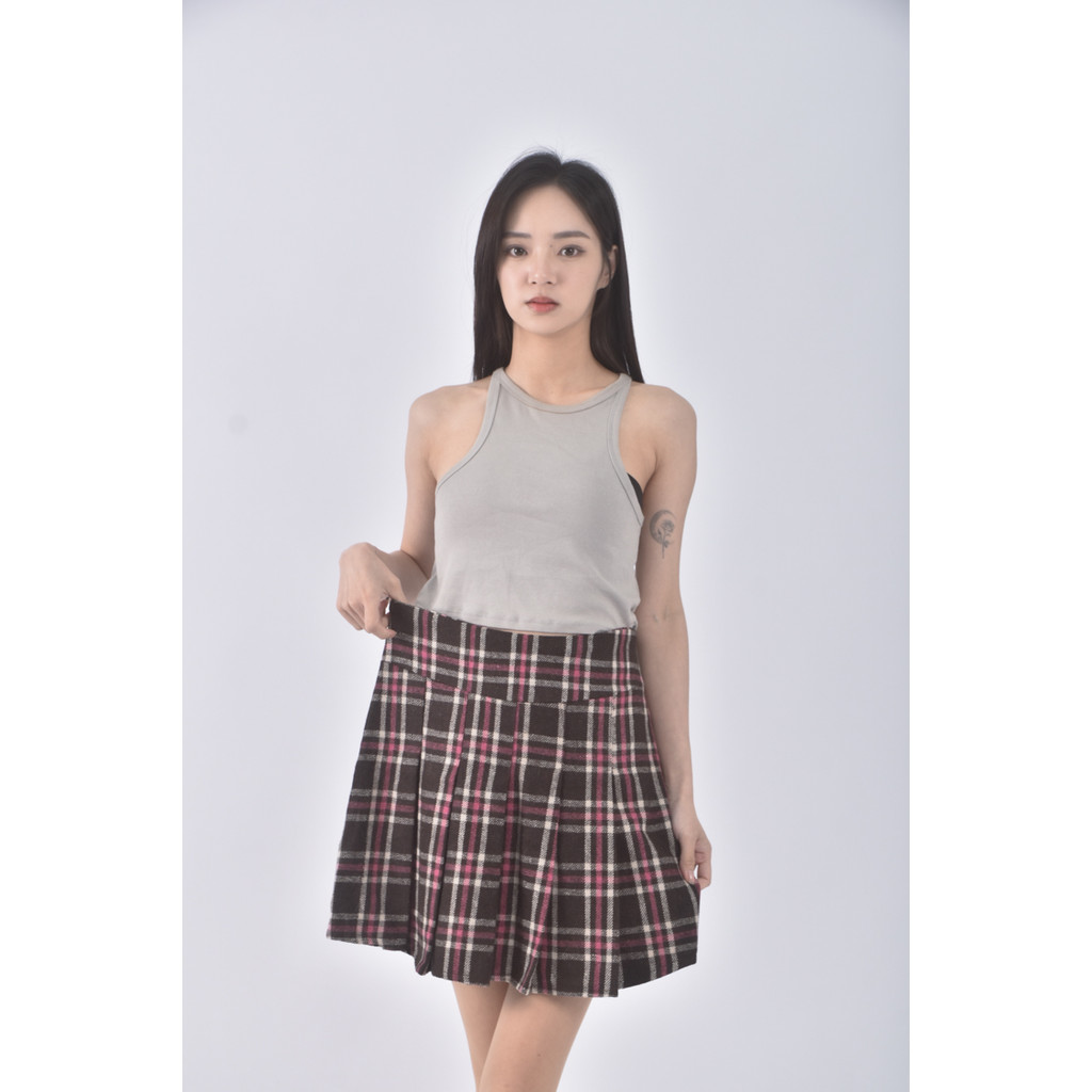 (L) 質感格紋粉色短裙二手衣, , large