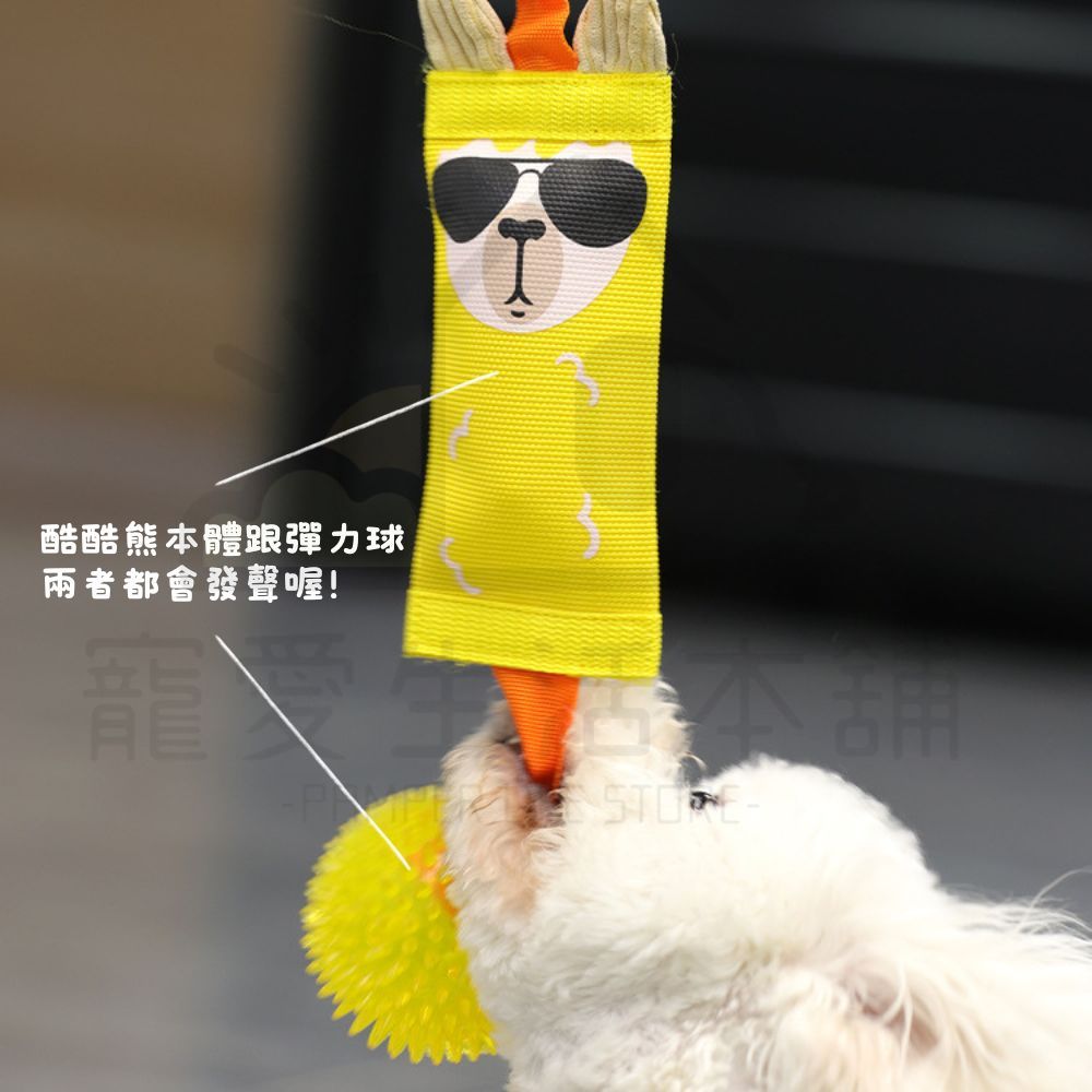 【寵愛生活本舖】酷酷熊彈力球拔河發聲玩具 寵物玩具 狗狗玩具 啃咬玩具, , large