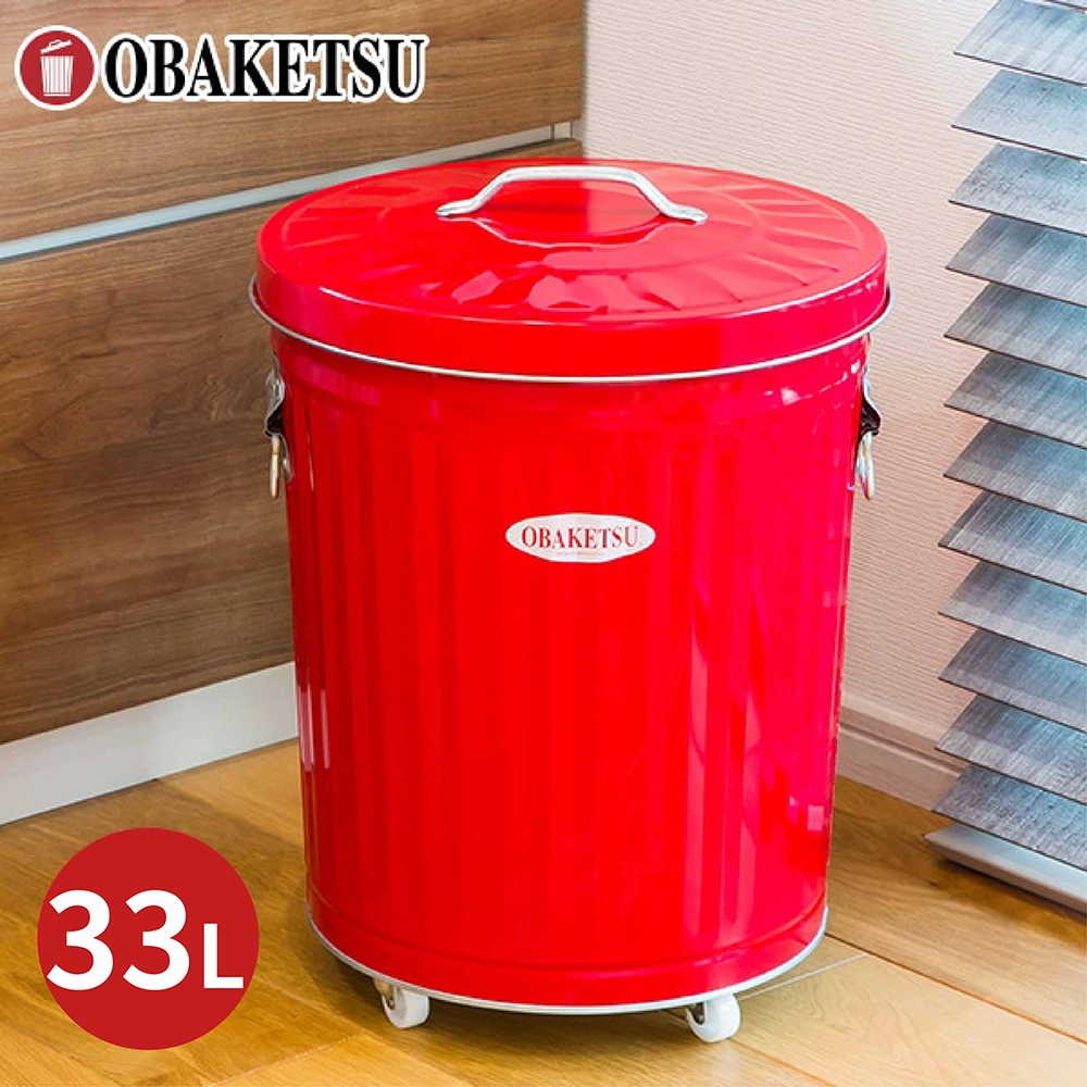 【this-this】日本渡邊金屬｜OBAKETSU 手工製附輪垃圾桶 33L, , large