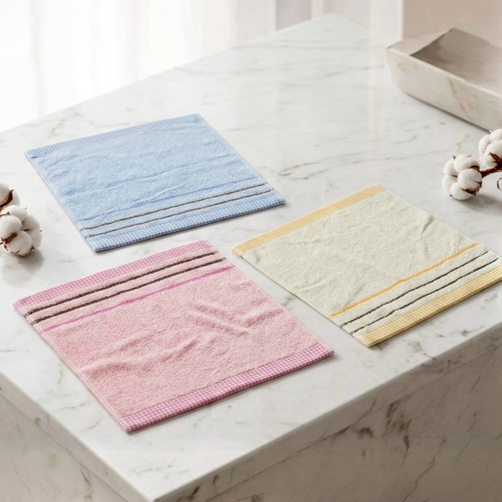 [Kaimei Cotton] MIT Lightweight Quick-Dry Pure Cotton Washcloths (28x30cm) - Kindergarten Handkerchiefs / Facial Towels, , large