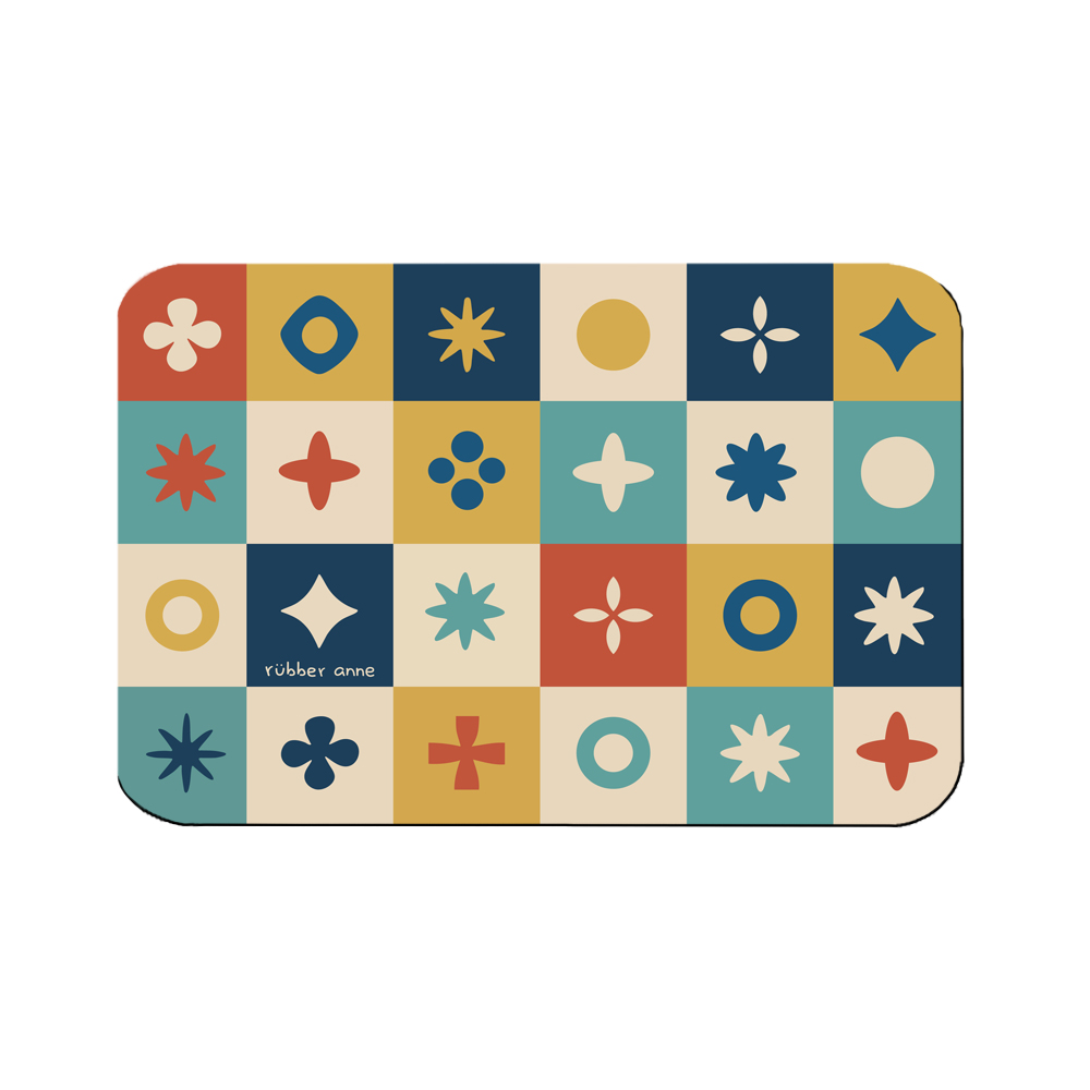 【rubber anne】30秒瞬吸 軟式珪藻土吸水-流理台瀝水墊 花磚語(45x30cm) -繽彩