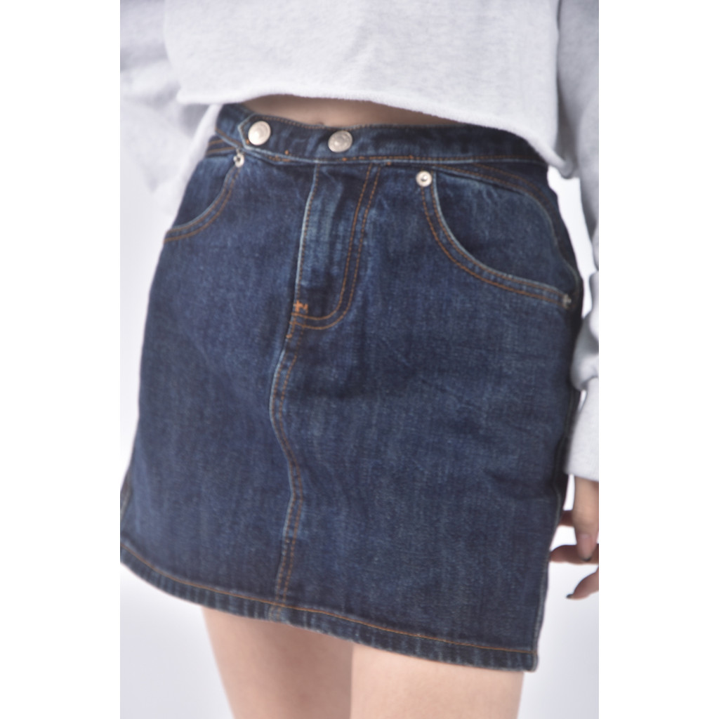 (M) orixin dusty 5丹寧牛仔質感藍色短裙二手衣, , large