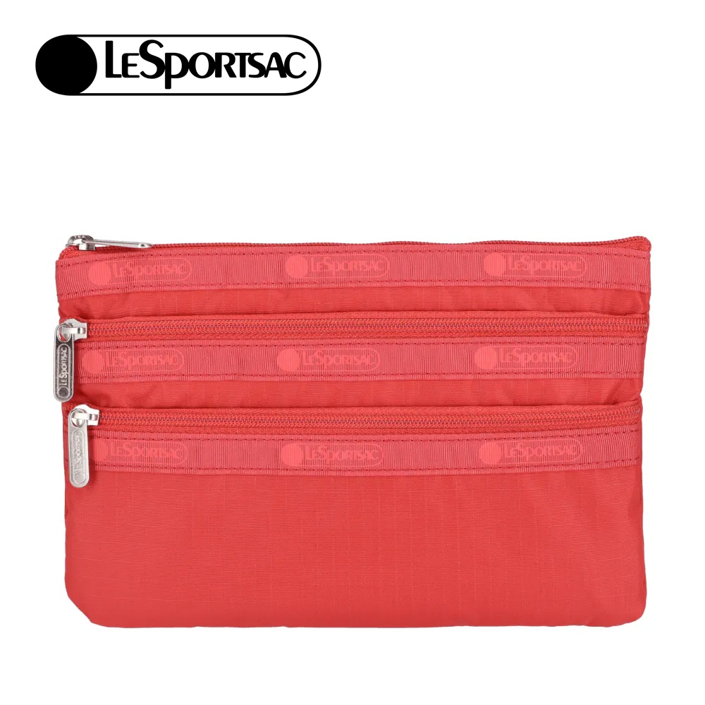 |快速出貨|Lesportsac 3-Zip Cosmetic 三層拉鍊收納化妝包/ 玫瑰紅, , large