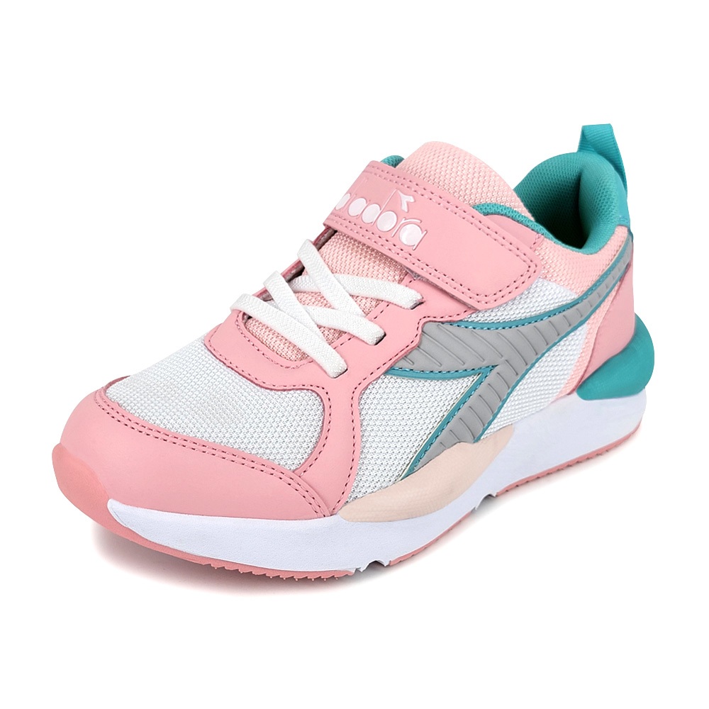 DIADORA迪亞多那 經典復古潮流童鞋 童運動鞋 魔鬼氈 寬楦 康特杯 輕量 吸震 減壓 抗菌 除臭 防滑 黑白 白粉, , large