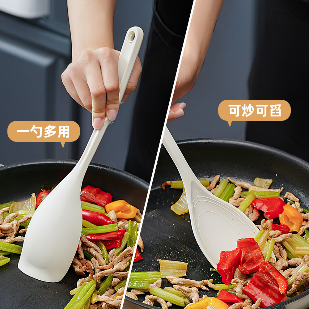 【上手家居】刻度矽膠湯勺 白色(矽膠湯匙/矽膠鏟/大湯勺/矽膠廚具), , large