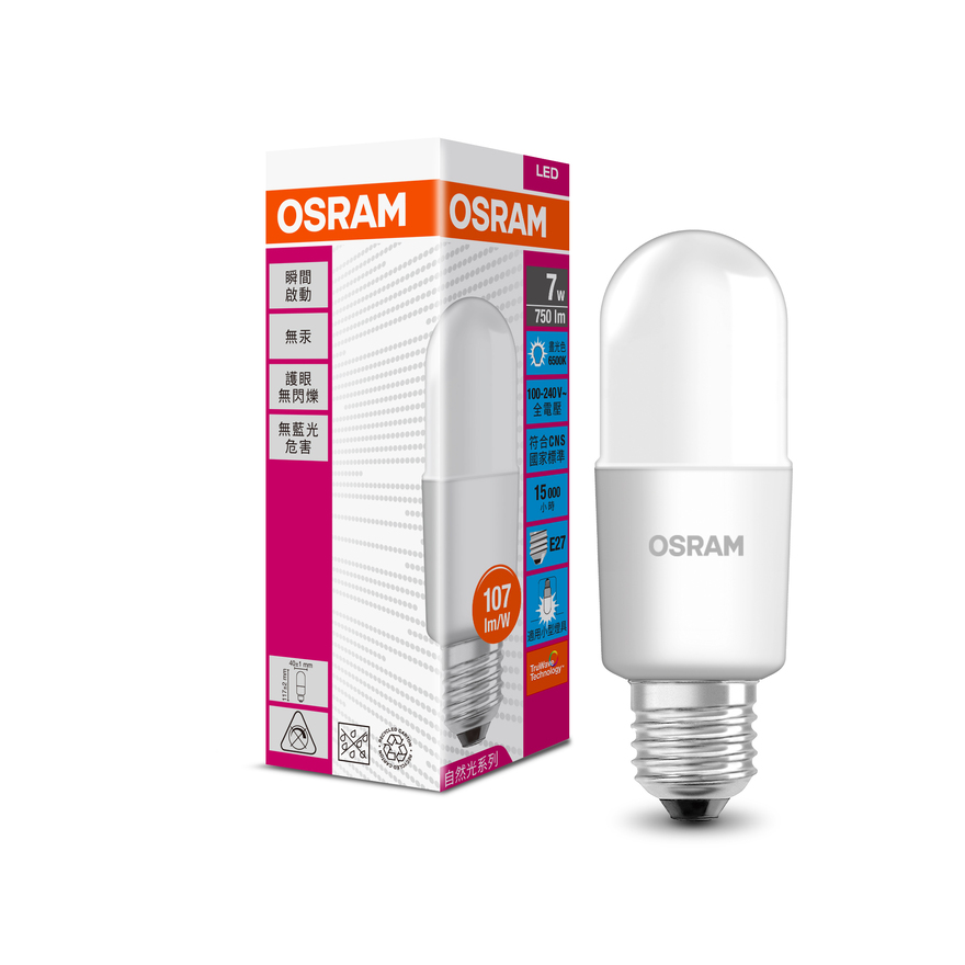 [凌騰科技]歐司朗OSRAM 7W  STICK LED G3 E27燈泡-白光 4入組