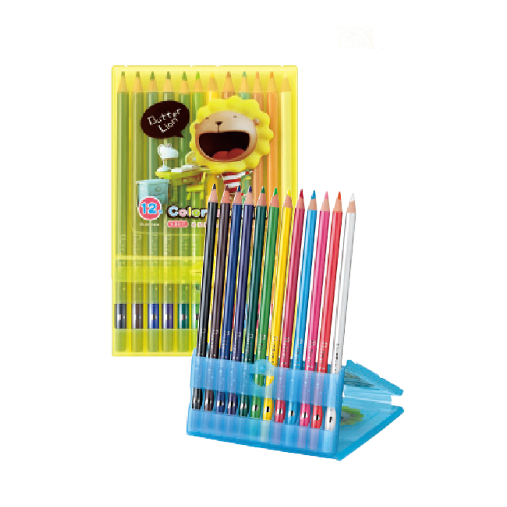 【SIMBALION 雄獅文具】奶油獅珠光塑盒12色鉛筆/盒 BLCP-12, , large