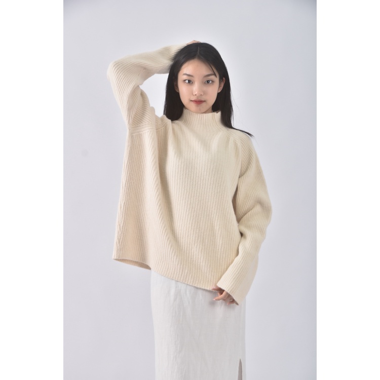 (F) niceioi質感高領白色長袖上衣二手衣, , large