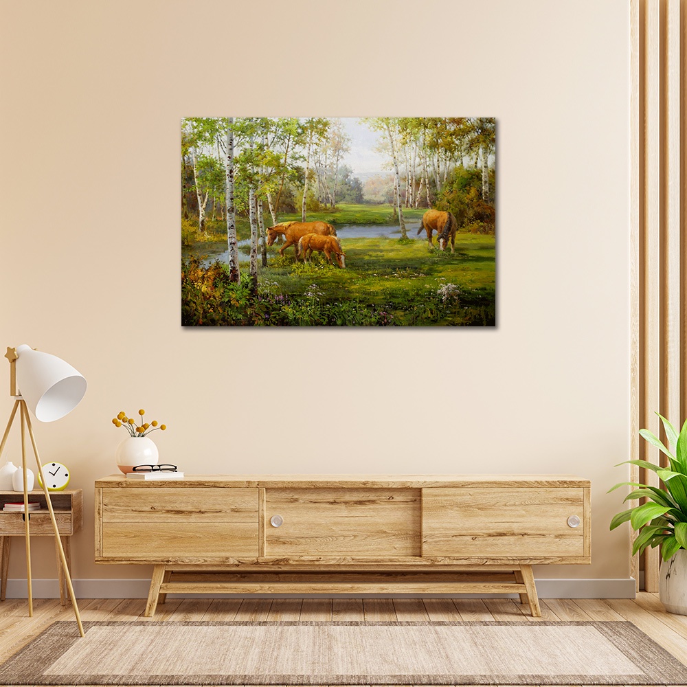 【御畫房】湖畔風光 國家一級畫師手繪油畫60×90cm(VF-15), , large