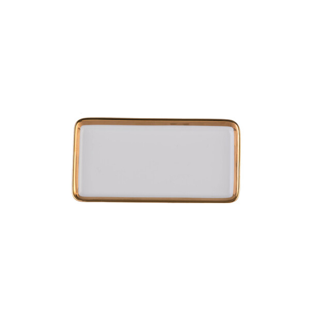LEGLE - Auspicious Rectangular Dish with Gold Edge, , large