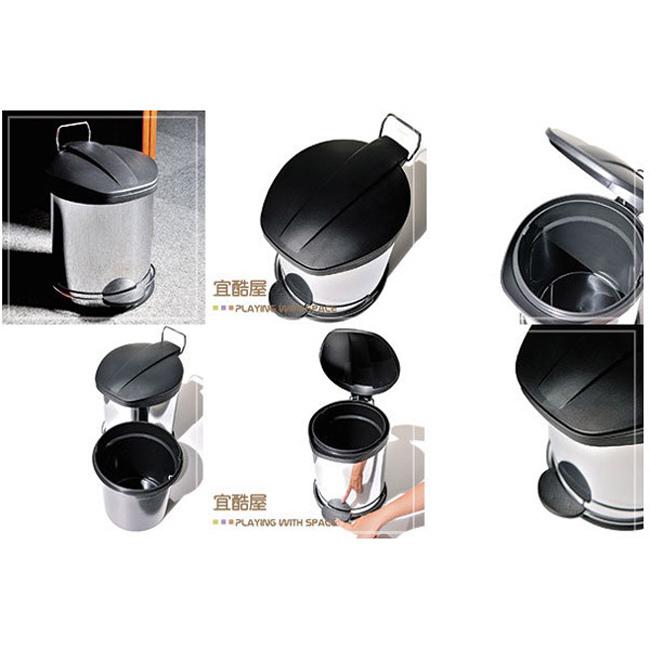 【H&R安室家】不鏽鋼腳踏垃圾桶-5L(台灣製造) PB03C, , large