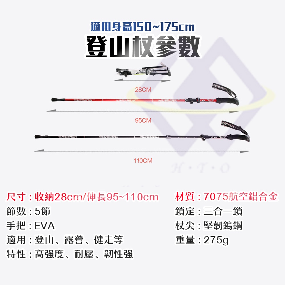 7075 Aircraft Aluminum Folding Trekking Poles - Blue / Pair Set (with Storage Bag), , large