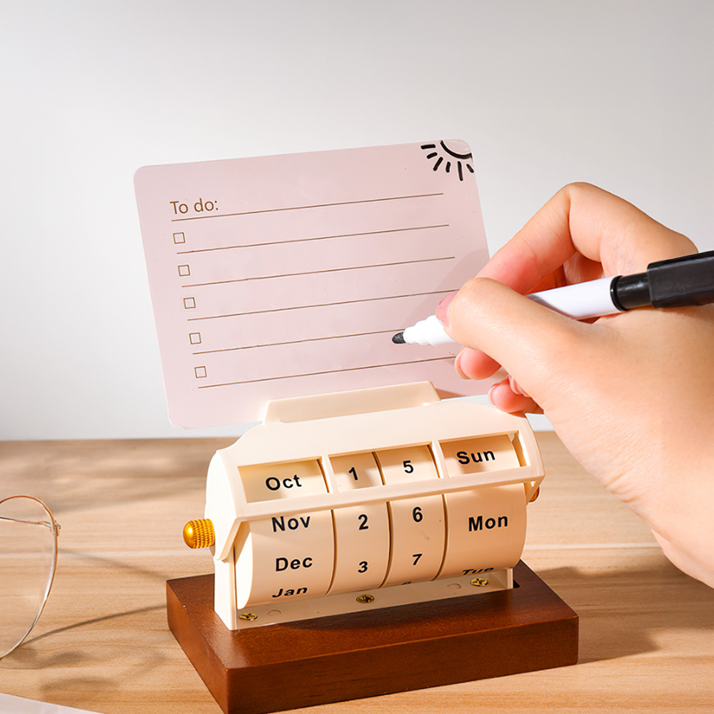 【上手家居】萬年曆 木質底(桌曆/月曆/行事曆/日曆/桌上日曆/交換禮物), , large