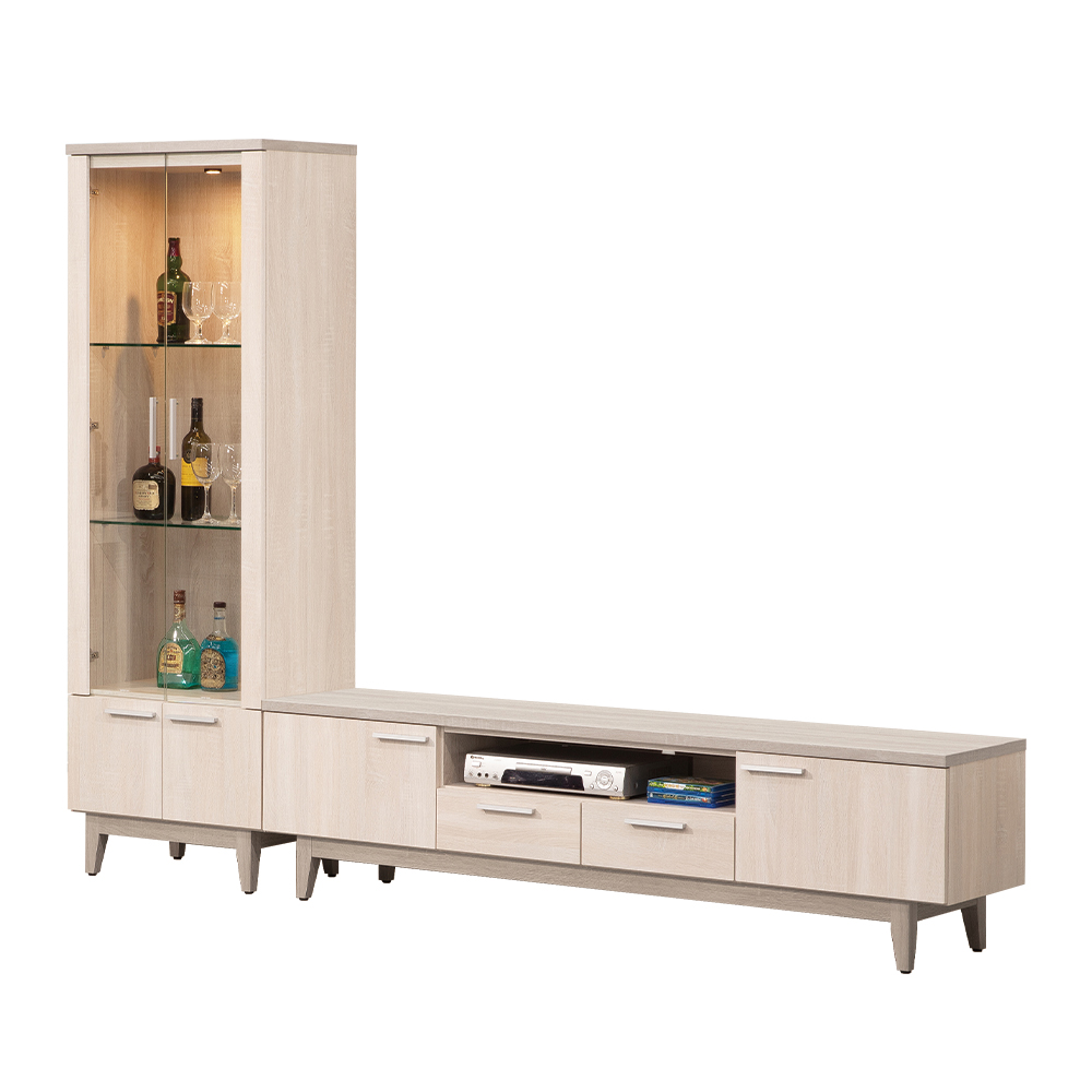 【唯熙傢俱】海瑟薇雙色8尺L型電視櫃, , large