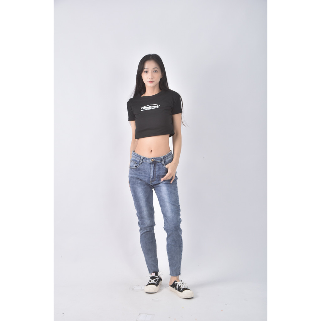 (L) i jeans丹寧牛仔棉質緊身藍色長褲二手衣, , large