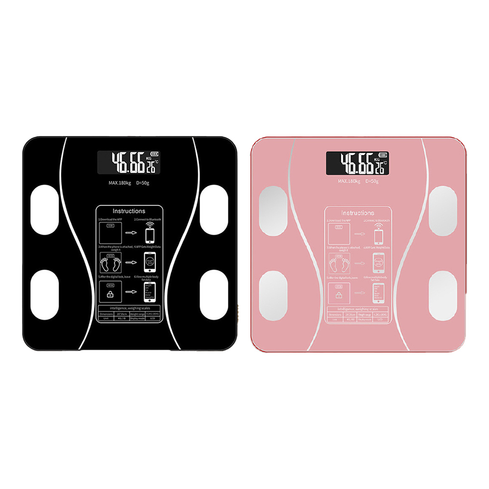 【ENNE】Battery version ultra-thin Bluetooth smart LED screen scale/pink (battery scale/weighing machine/electronic scale/weight scale) (E0119), 粉色, large