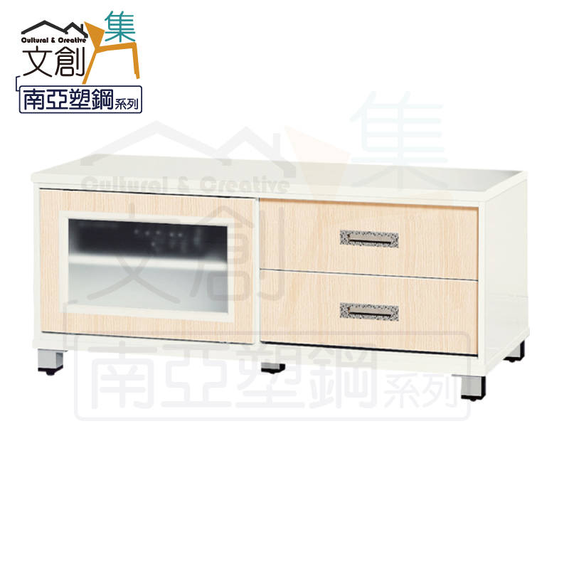 【文創集】瓦多 環保4尺南亞塑鋼推門二抽電視櫃/視聽櫃(客約商品), , large