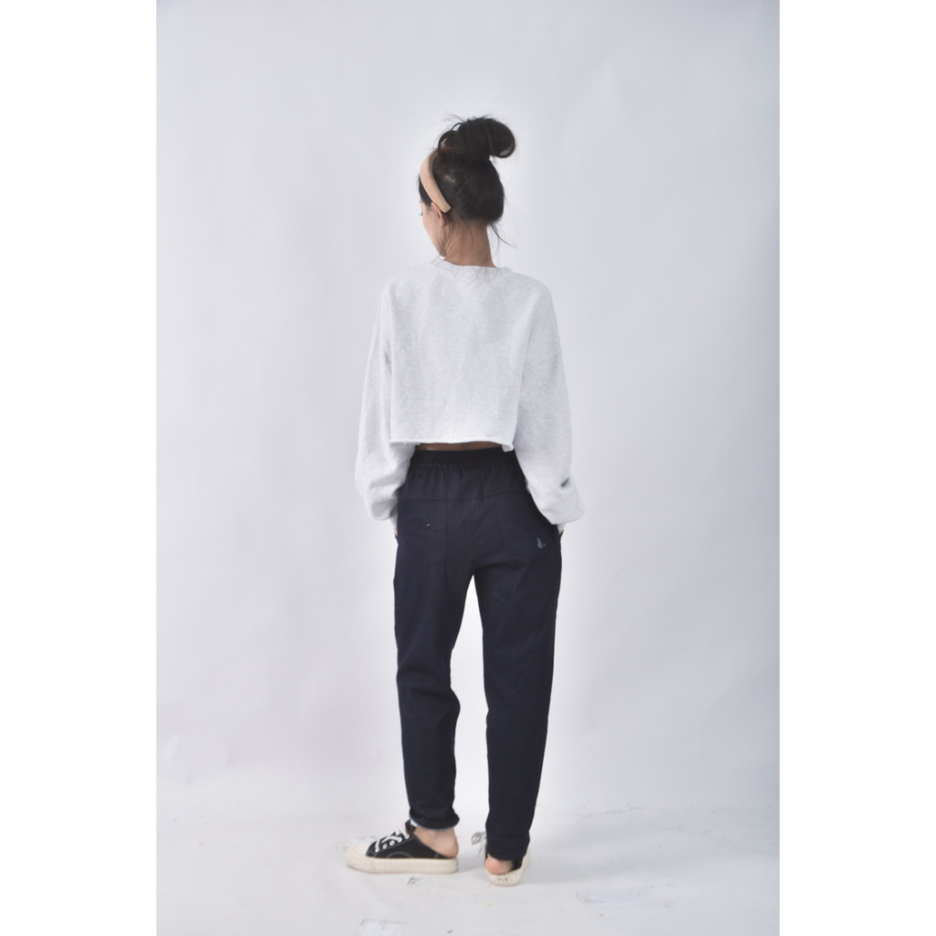 (S) moss club高腰丹寧牛仔棉質素面藍色長褲二手衣, , large