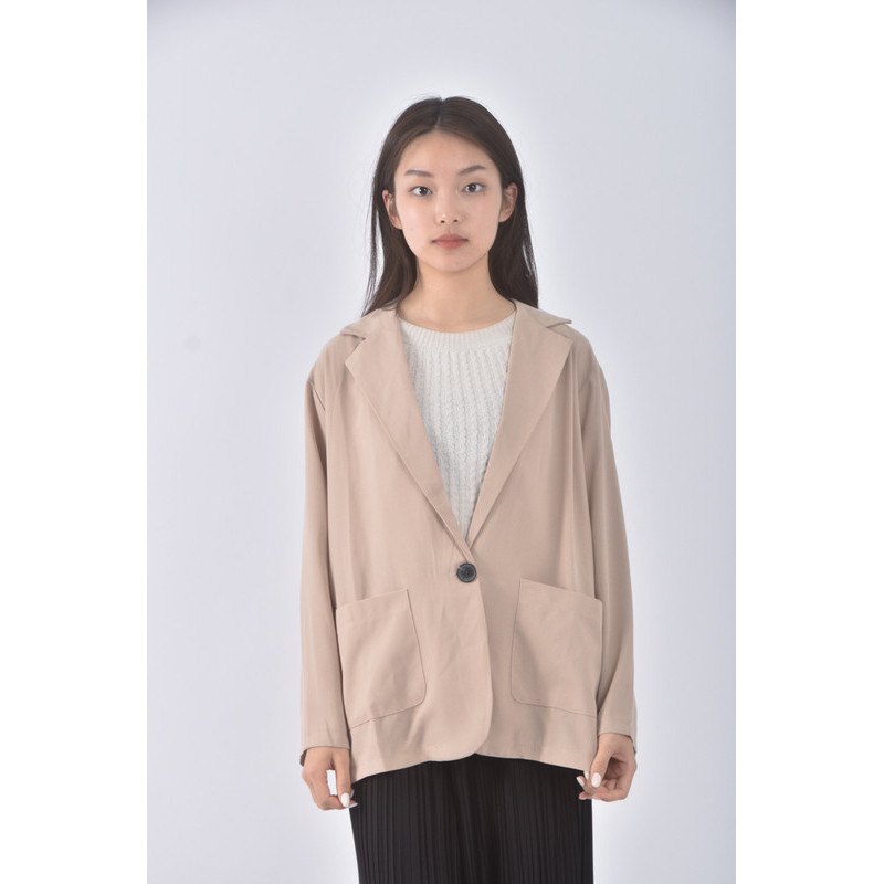 (XL) 質感紡紗棉質杏色外套二手衣, , large