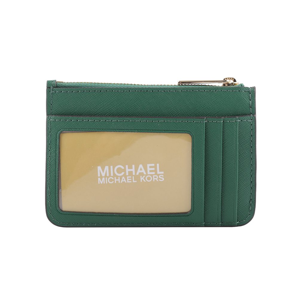 Michael Kors 素面皮革零錢包/卡夾/鑰匙包/寶石綠, , large