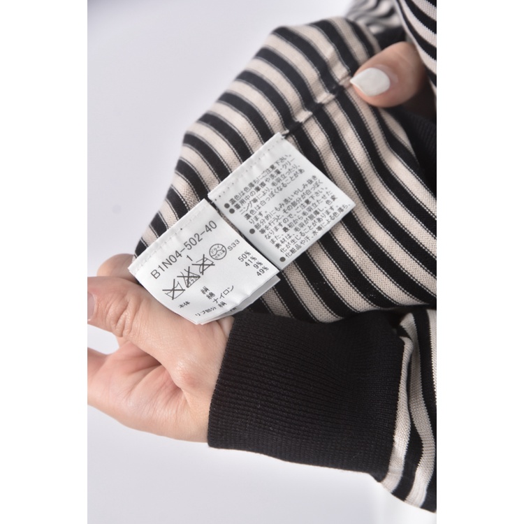 (S) burberry質感條紋杏色短袖上衣二手衣, , large