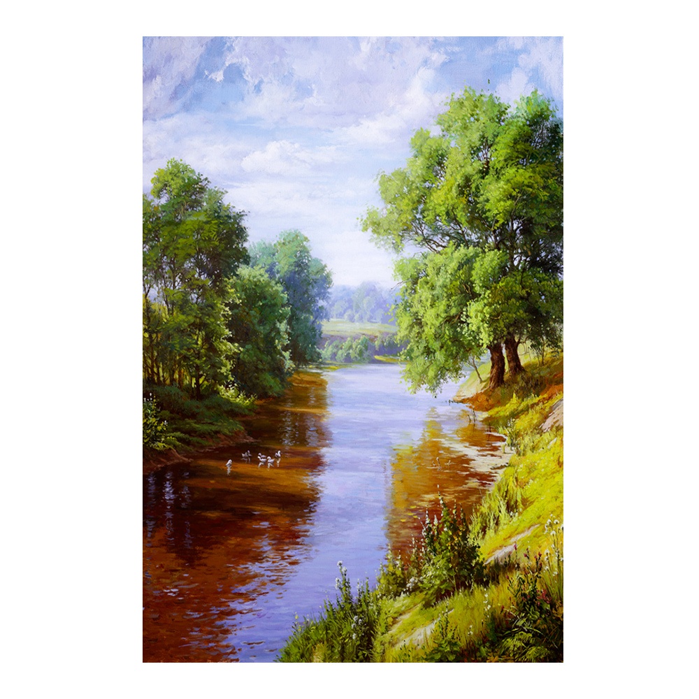 【御畫房】盛夏風光 國家一級畫師手繪油畫60×90cm(VF-97), , large