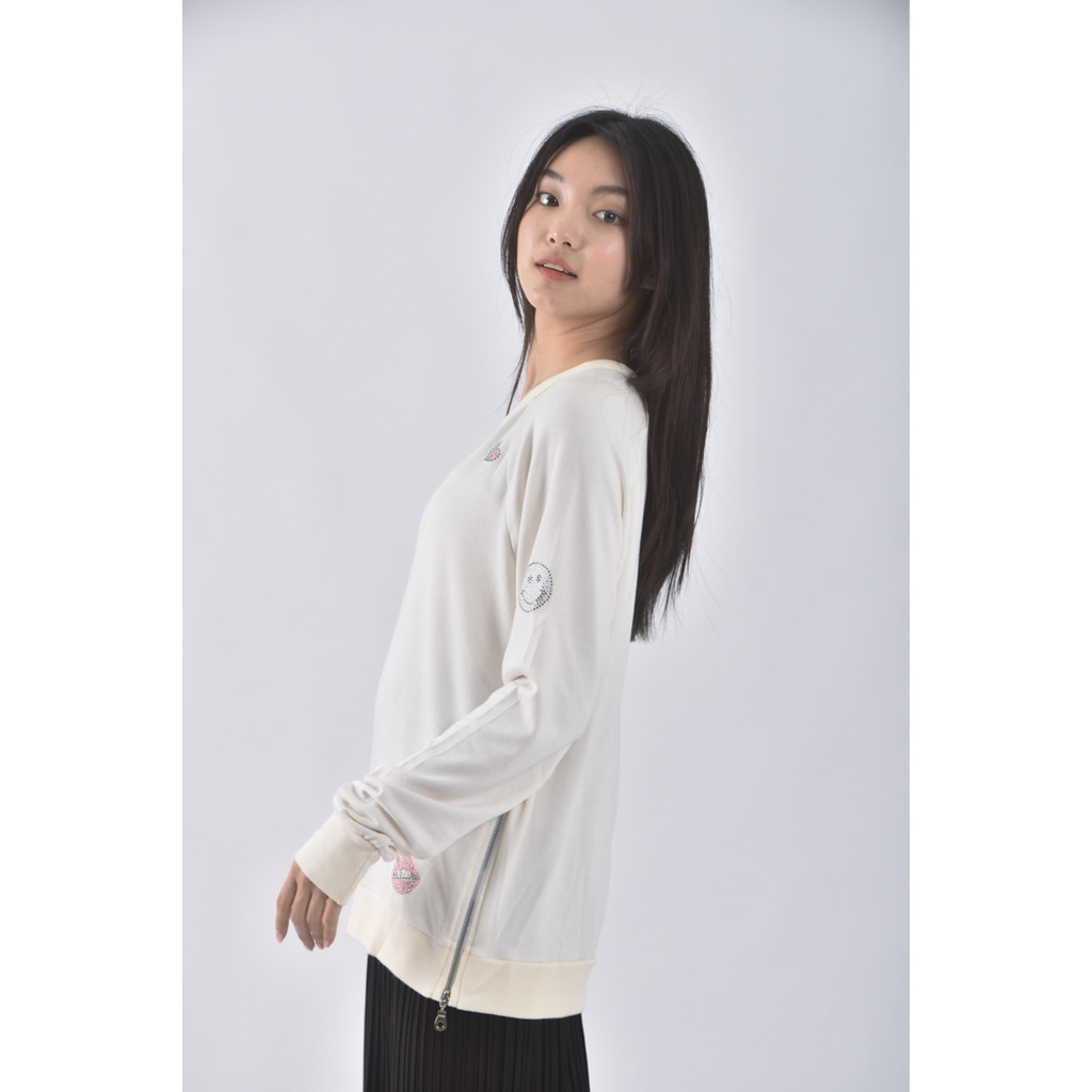 (M) lauren moshi棉質亮片白色長袖上衣二手衣, , large