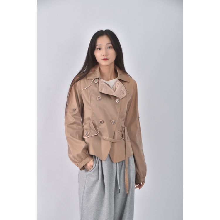 (S) pink質感風衣棕色外套二手衣, , large
