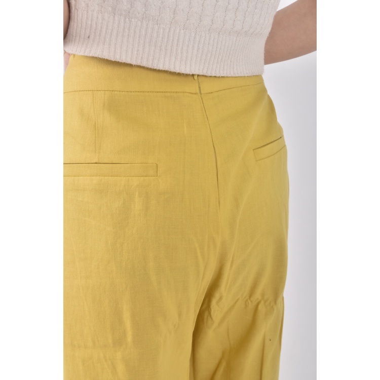 (2XL) etaris steage高腰質感棉質黃色長褲二手衣, , large