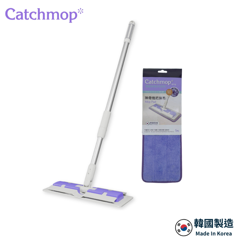 【THE LOEL】Catchmop Magic Mop Set (1 handle + 1 mop cloth) / Easily picks up dust, hair, pet hair, etc. / Suitable for any floor., , large