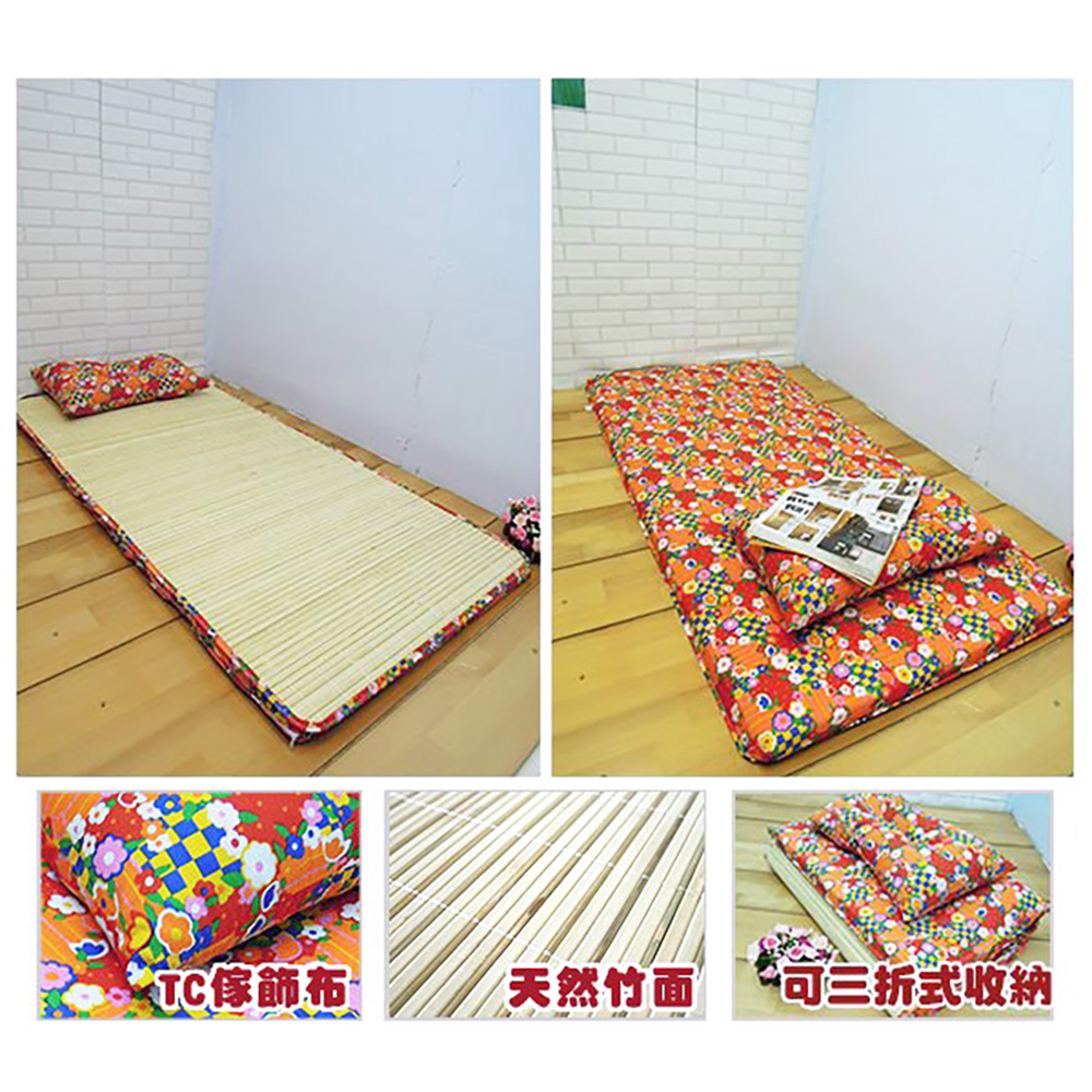 [台客嚴選] 童話竹面單人透氣床墊附枕 台灣製 學生床墊 單人床墊, , large