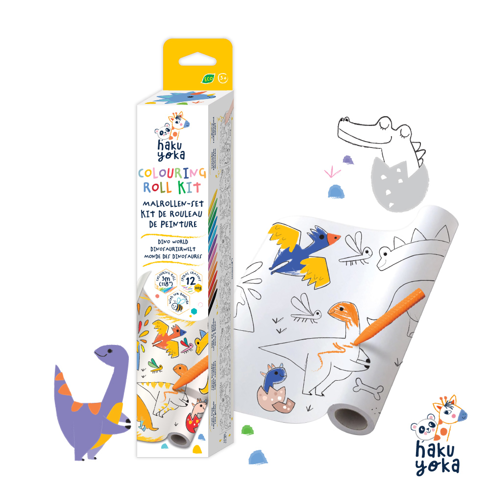 Haku Yoka Coloring Roll Kit - Dino World, , large