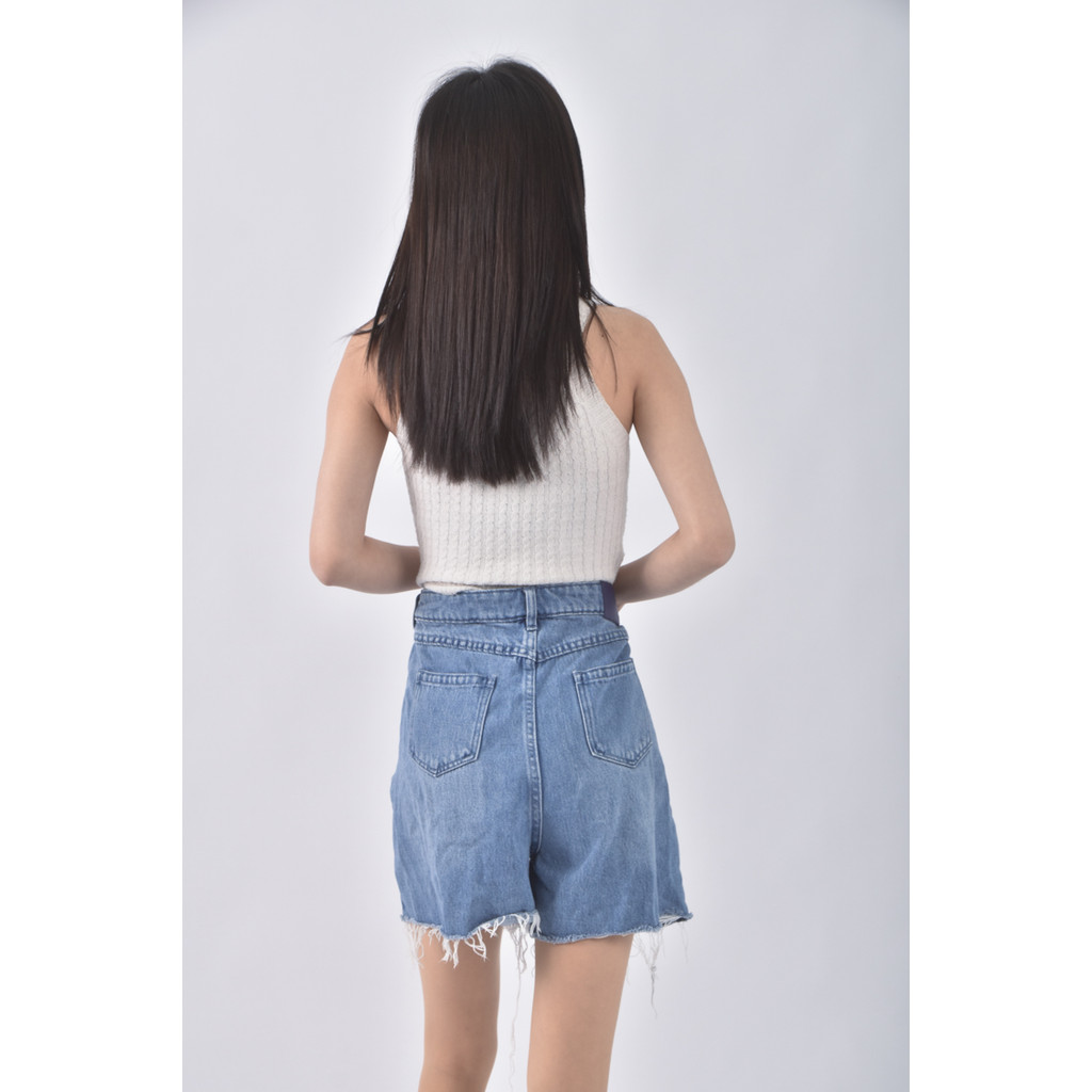(L) 【里唯私服】studio doe高腰丹寧牛仔藍色短褲二手衣, , large