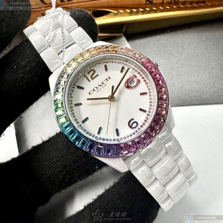 [星晴錶業]COACH手錶,38mm,CH00167白色錶面白錶殼白陶瓷錶帶款, , large