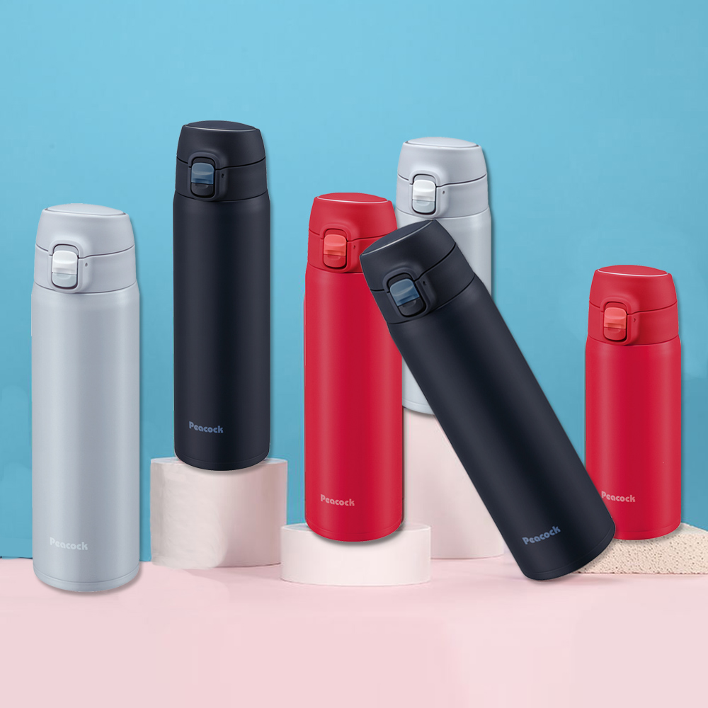 【日本孔雀Peacock】316不鏽鋼 輕量隨行 彈蓋直飲 保冷保溫杯400ML-消光黑, , large