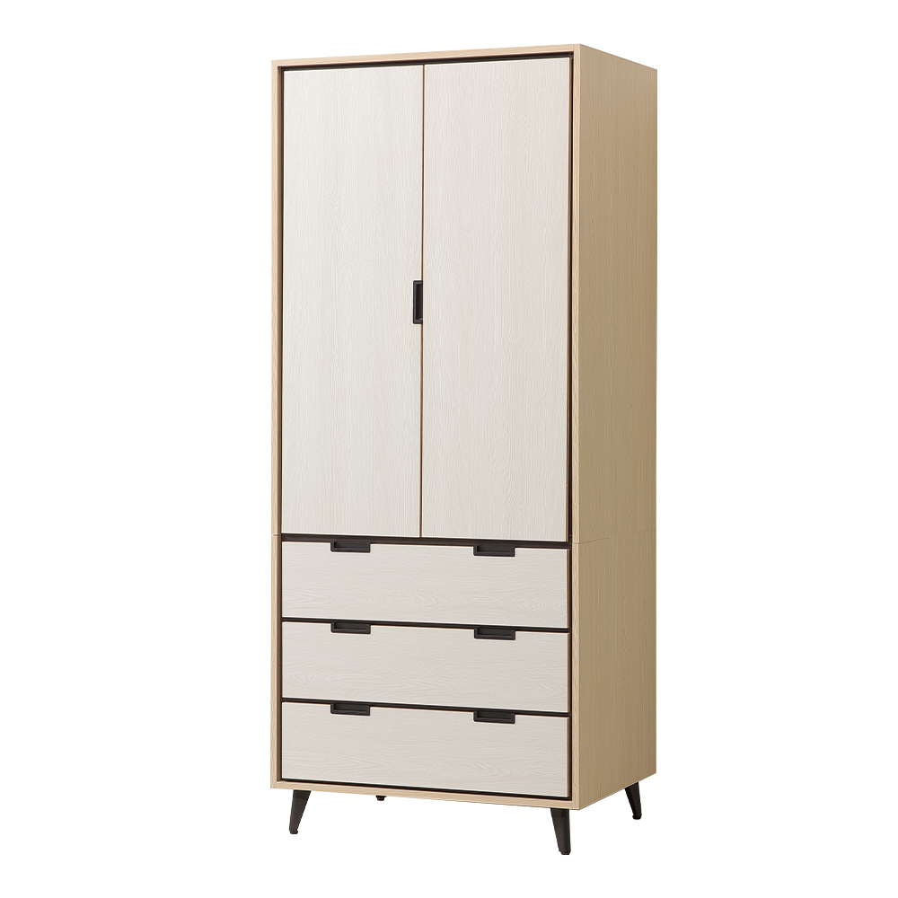 【唯熙傢俱】雷莎原木雙色3x7尺衣櫃, , large