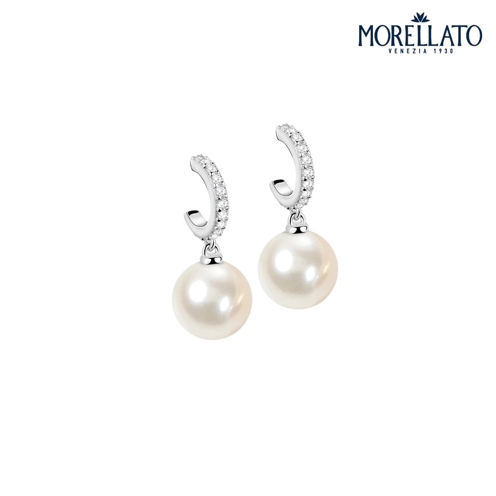 【MORELLATO】Perla 925 純銀典雅珍珠吊墜耳環 SANH03, , large