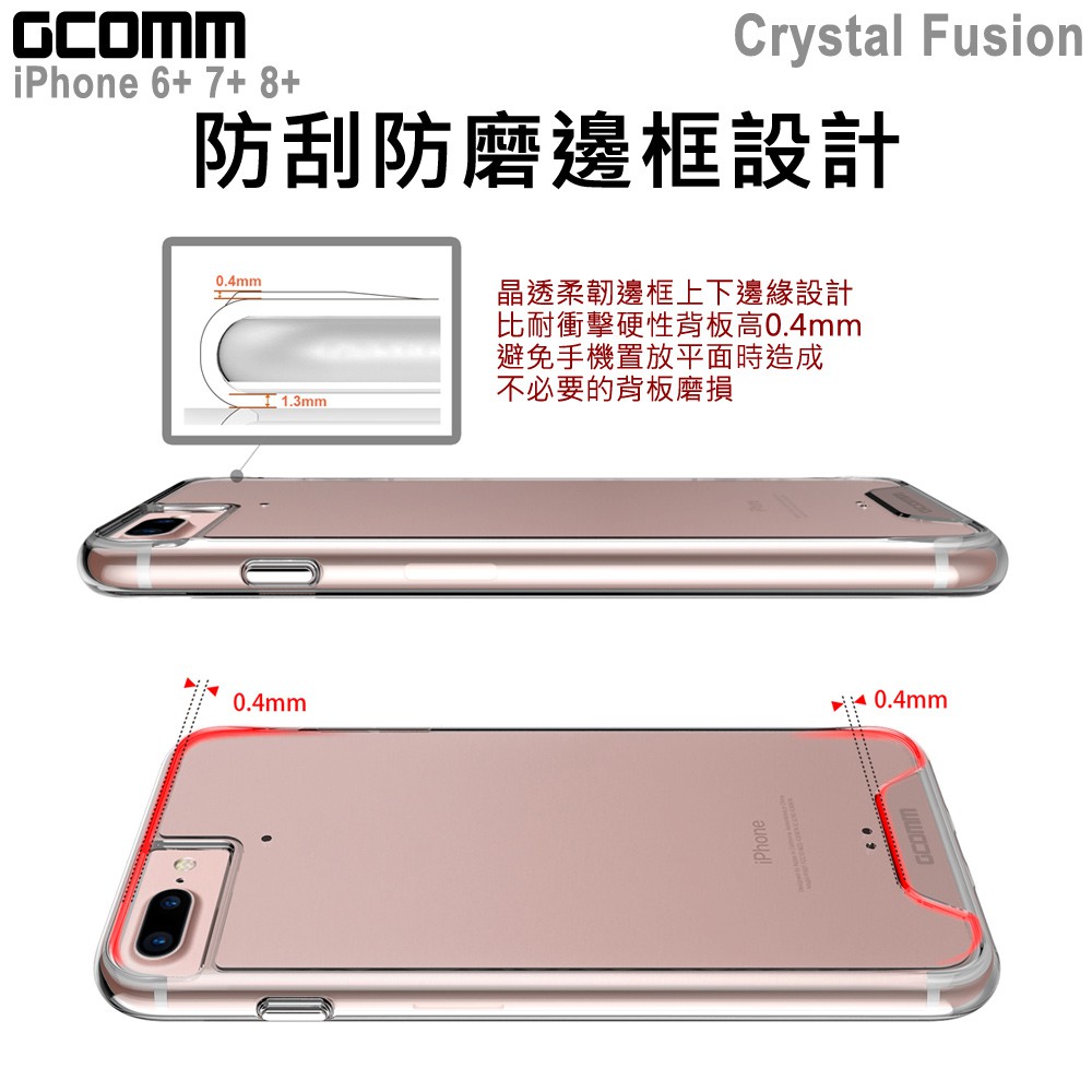 GCOMM iPhone 6+/7+/8+ 晶透軍規防摔殼 Crystal Fusion, , large