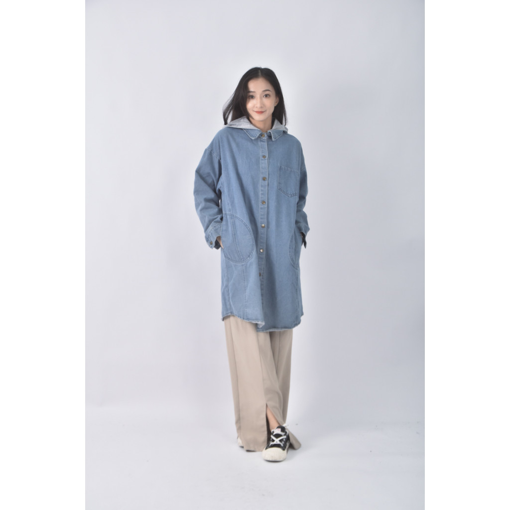 (XL) 丹寧牛仔質感藍色外套二手衣, , large